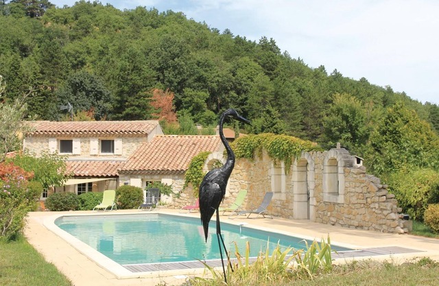 The 5,000 m² private property on which this charming stone house is located is partly wooded and ext