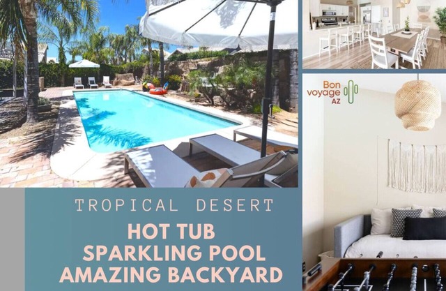 Tropical Desert Vibe! Perfect Getaway w Pool&Spa