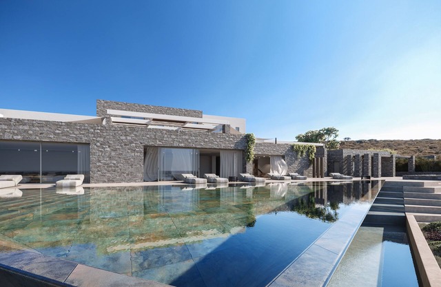 Villa with a private pool, gym, built-in BBQ & amazing sunset sea views