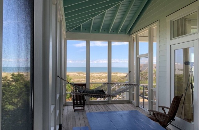 Visit Bald Head Island in March. Peaceful porches with stunning ocean view!