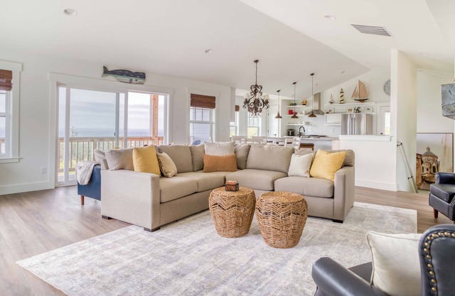 Watch Whales from this Stylish Craftsman with Two Suites, Elevated Great Room!