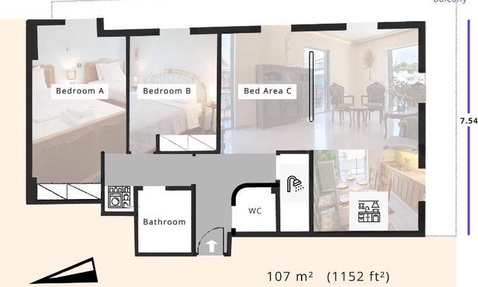 Thissio Apartment | 107 m² Apartment ∙ 2 bedrooms ∙ 6 guests