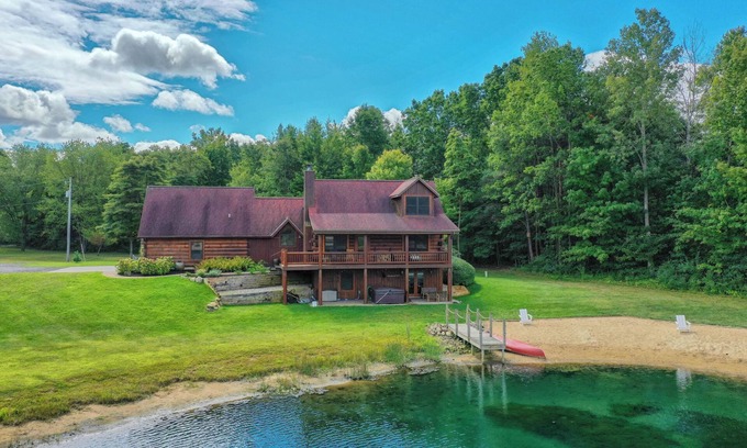 Fennville Cabin | 11 Acre Wood - Cabin getaway - fishing/swimming pond - hot tub