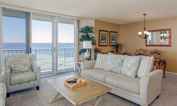 Pensacola Beach Condo | 12th floor VIEWS of the Gulf and Pensacola Bay - Tristan Towers 12B -