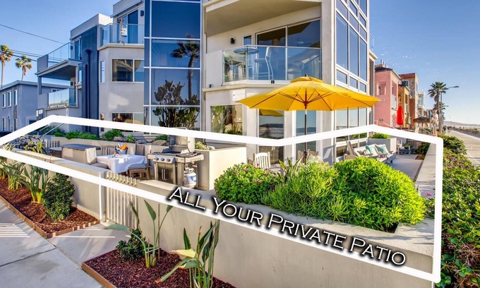 Central Mission Beach Condo | 180° OCEANFRONT VIEWS: Has A/C, Beach Level Patio, FULL Kitchen, Reviews