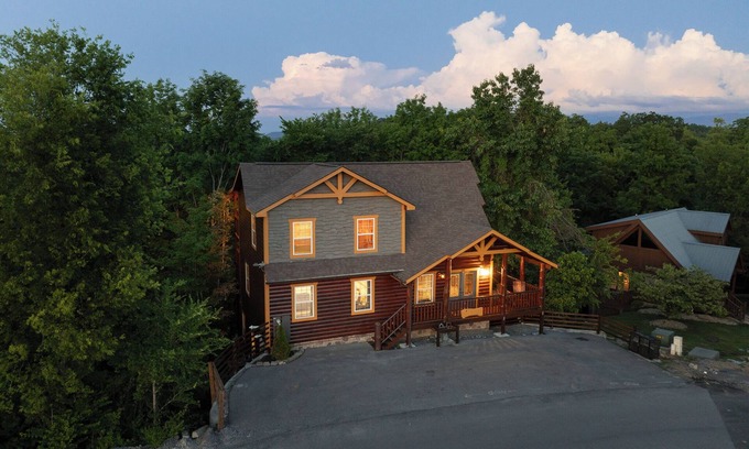 Pigeon Forge Cabin | 2 CABINS Sleep 26 Indoor Heated Pool Near Dollywood Game Room Hot Tub