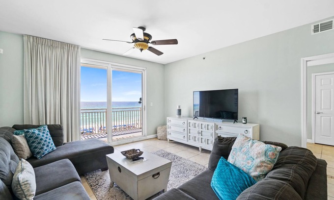 West Panama City Beach Condo | 2 Gulf Front Masters, LOW Floor, West Corner! Great Views! Snowbirds Welcome!