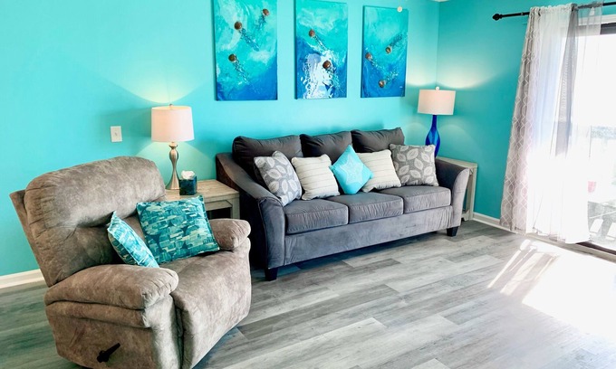 Surfside Beach Condo | 2 Large Bedrooms, Double Oceanfront Balcony, Full size kitchen, Pool!