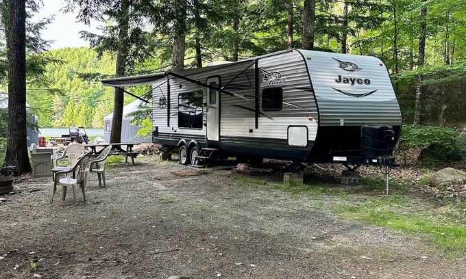 Warrensburg RV Rental | 2-Person RV on private lake with WIFI @ Daggett Lake