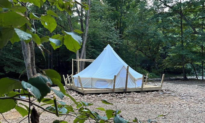 Gans RV Rental | 2 Queen-Bed Canvas Bell Tent on Working Farm in Historic Laurel Highlands