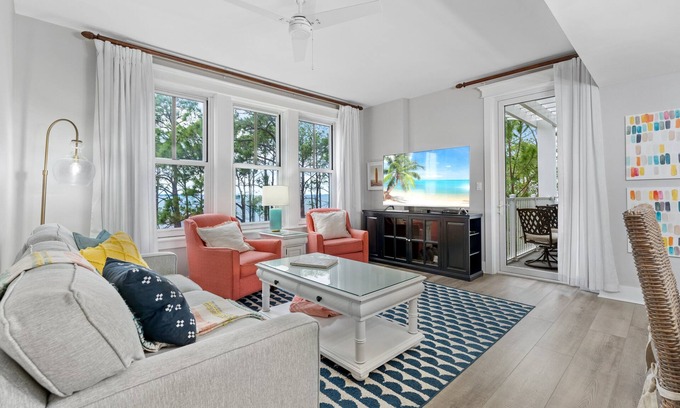 Baytowne Wharf Condo | 2BR Condo Near Baytowne! Bay Views, Steps to Wharf, Pool/Hot Tub, Beach Tram.
