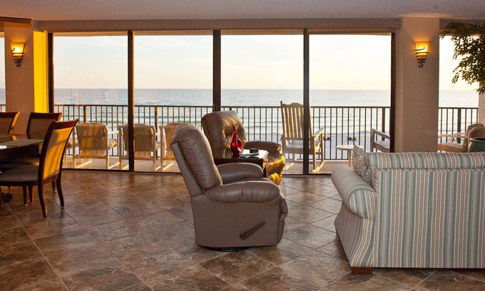 West Panama City Beach Condo | 2nd Floor! Dog Friendly! Gulf Front! Luxury! 60ft of Glass!