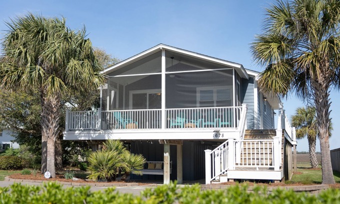 Folly Beach House | 2nd Row, Wraparound Porch, Marshviews