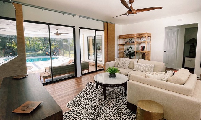 Indian River Estates House | 3 Bedroom 2 Bath One Floor Contemporary with HEATED POOL in Screened Lanai