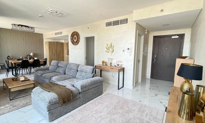 Al Raha Beach Apartment | 3-bedroom apartment in charming Abu Dhabi with AC, WiFi, fitness room
