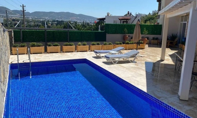 Bitez Villa | 3 Bedroom Reverse Duplex Villa for Rent in Bitez with Private Pool #4502