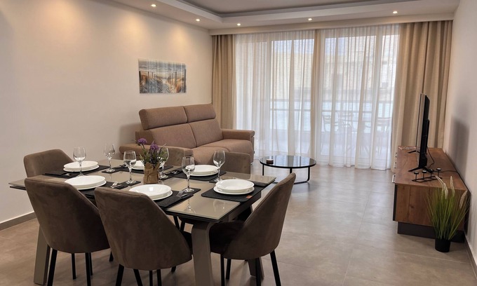 Bugibba Apartment | 3 Bedroom Seaside Luxury Apartment with A/Cs, Wifi and Seaview in St Paul's Bay