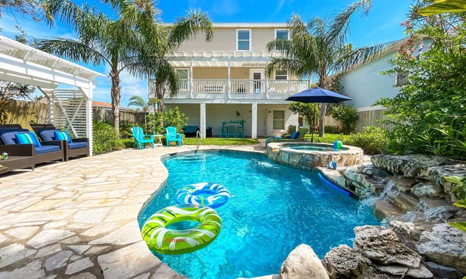 South Padre Island House | 3-Story Villa | Private Pool | Jacuzzi | Game Room | 3-Min Walk to Beach