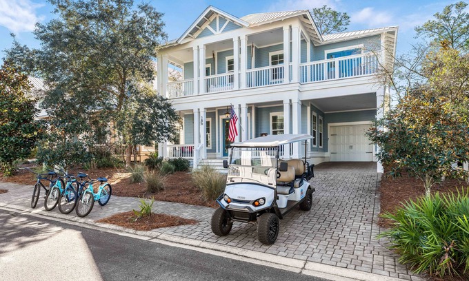 Lakeside at Blue Mountain Beach House | 30A Gated Community ☀️ Golf Cart | 4 Bikes | *Heated & Chilled Pool ☀️ Beach Equipment