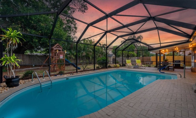 Seminole House | 3BR/2BA Pet & Kid-Friendly Oasis w Heated Pool, Swingset, Game Rm, Near Beach