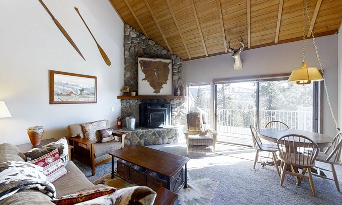 Lakeshore Condo | 3BR Huntington Lake condo with mountain views, WiFi, 2 decks, private W/D