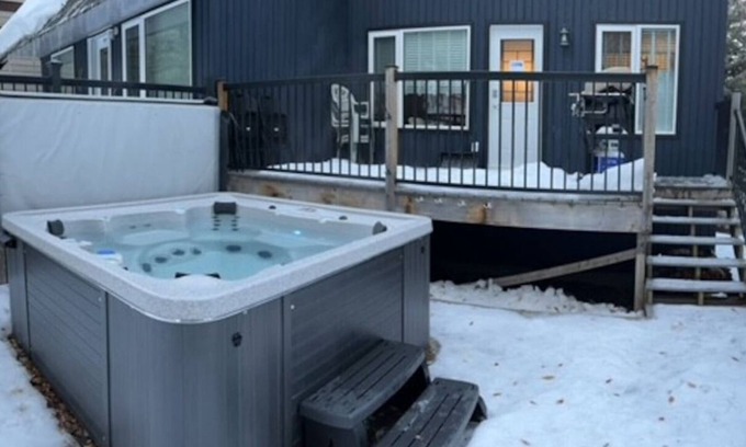 East Kootenay Apartment | 3BR Oasis|Private Hot Tub|Walk to Ski Hill