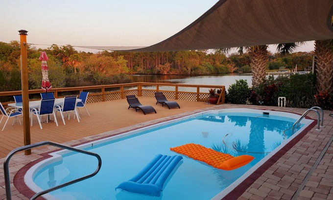 Forest Hills House | 3BR Waterfront Oasis w/Private Solar Heated Pool and Spacious Deck