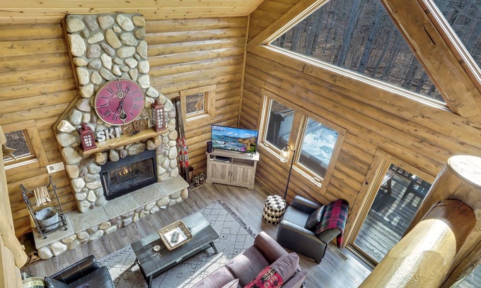 Boyne City Cabin | 4 BR Mountain Cabin | Private Hot Tub | Ski-In/Ski-Out | Sleeps 14 Guests