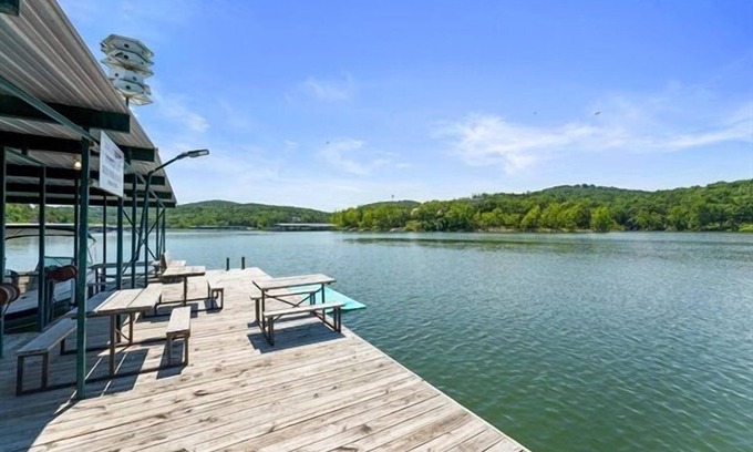 Kimberling City Cabin | 4 BR Waterfront Cabin w/Pool + Swim & Boat dock