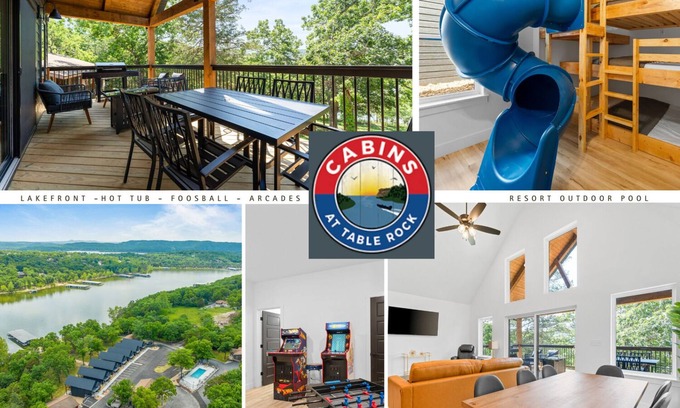 Kimberling City Cabin | 4 BR Waterfront Cabin w/Pool + Swim & Boat dock