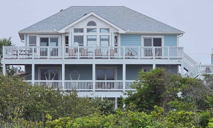 Carova Beach House | 4x4 OBX Beach House with pool & hot tub, horses, steps to the beach!