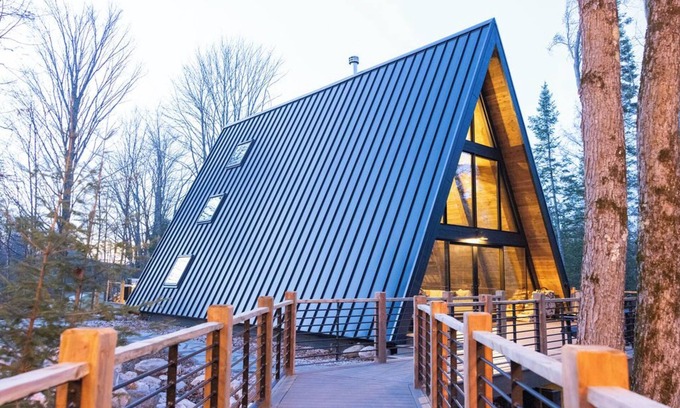 Boyne City Cabin | 6-bdrm 5.5 bath aframe cabin-private trails, hot tub, sauna, woods Boyne City,MI