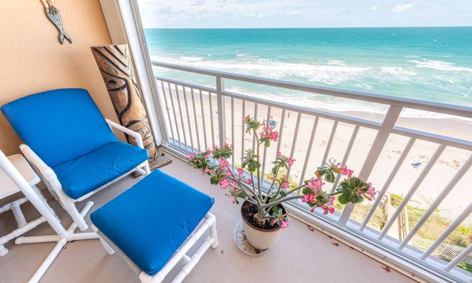 Indian Harbour Beach Condo | #605 Beachfront Vacation Rental, Beautiful Views from the 6th story balcony.
