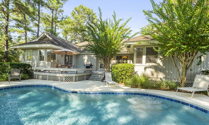 Palmetto Dunes House | 70 Full Sweep - Spacious Home on Lagoon with Private Pool!