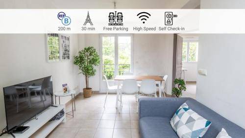 Palaiseau Apartment | 75 m² Apartment ∙ 4 bedrooms ∙ 7 guests