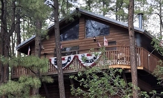 Show Low Cabin | A centrally located secluded mountainside log cabin w/panoramic valley views.