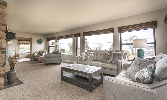 Michigan City House | Across from beach, rooftop deck, game room in lower level, fire pit, great views