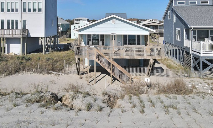 Long Beach House | Admiral's Quarters: Cozy Oceanfront Home with Covered Porch