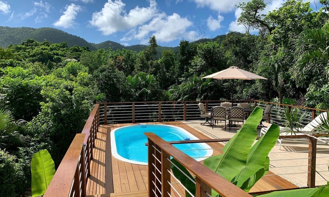 Lower Carolina Villa | Affordable St John Cottage with a Pool, AC & Amazing Tropical Gardens