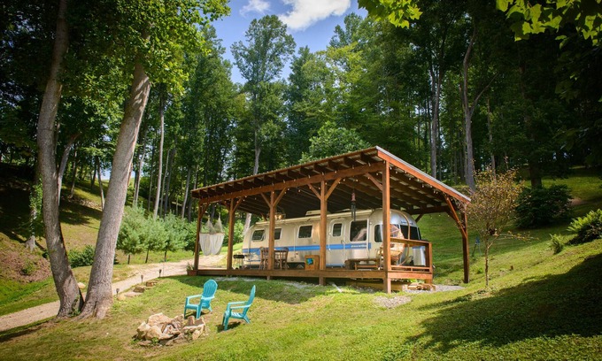 Sugar Grove Cabin | Airstream: Glamping at a Petting Zoo w/Hot Tub