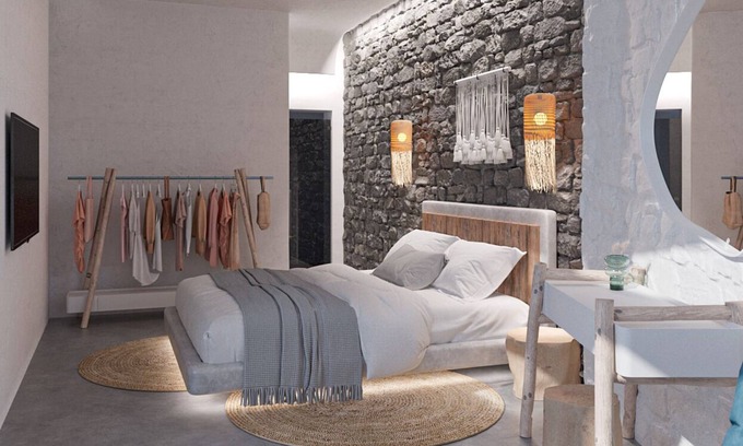 Agios Georgios House | Aisio Suite | walk out Sea View patio with Private Heated Pool