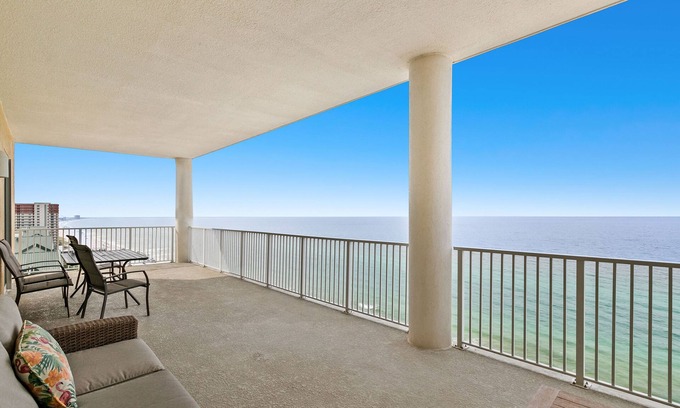 Long Beach Condo | All-suite condo with Gulf views, beach access, balcony, pool, spa, gym, & AC