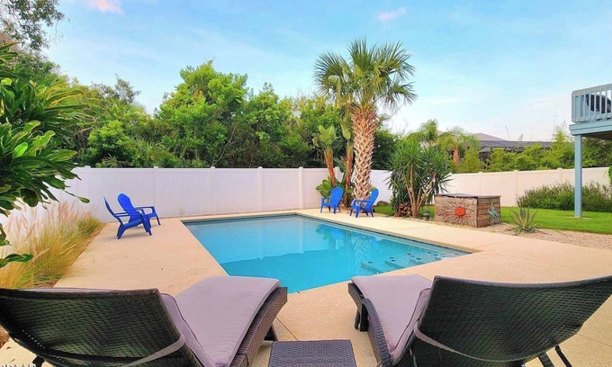 Avalon by the Sea House | Amazing Tropical Pool Home with Breezy Outdoor Living Space just Steps to Beach.