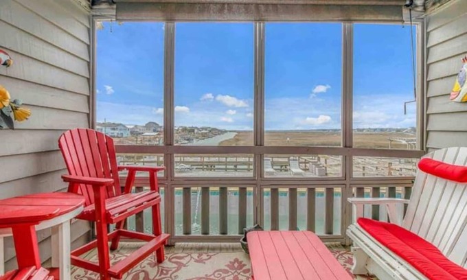 Garden City Apartment | Amazing View of Inlet, Steps from Ocean - Pool & Hot Tub - Garden City Pier