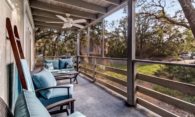 Fernandina Beach Condo | Amelia Landings | Screened Porch | Wooded View | Community Pool | Short Walk to Beach