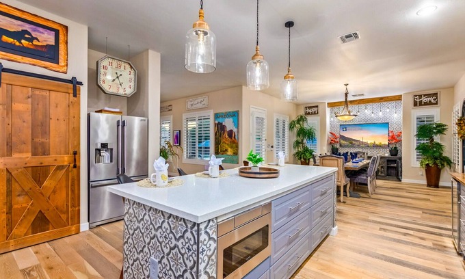 Sun Groves House | Americana Dream Vacation Home! Heated Pool and Spa! One Dog Friendly!
