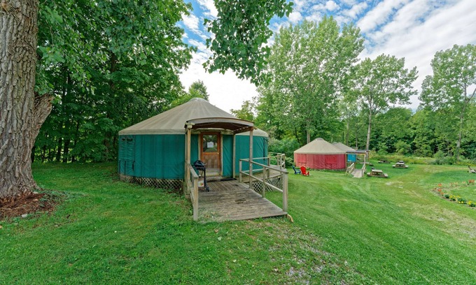 South Hartford RV Rental | Andelyn Farm Bear Kamp Yurt. A Unique Glamping Experience in Up-State New York