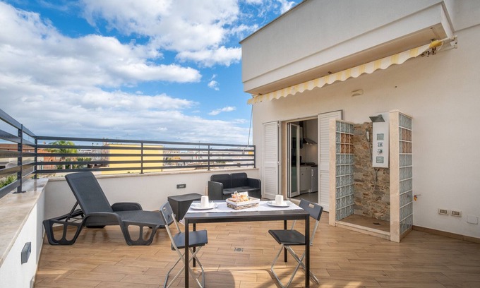 Copertino Apartment | Apartment 'Over The Top - Lu Ientu' with Private Terrace, Wi-Fi and Air Conditioning