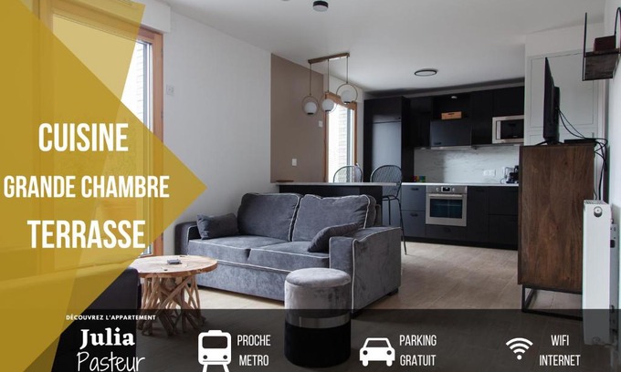 Villejuif Apartment | Appart Chic & Elégant-Métro 7 Leo-Lagrange+Parking