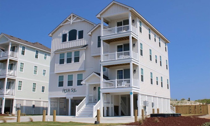 Hatteras House | Aqua Sol at Hatteras 10 Bedroom Home, Pet-friendly with a Hot Tub, Private Pool, and Oceanfront!